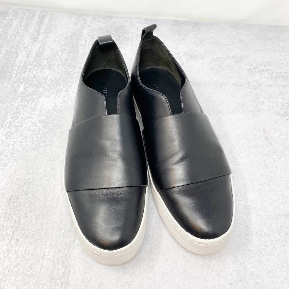 Vince Wallace Black Leather Platorm Sneakers 9.5